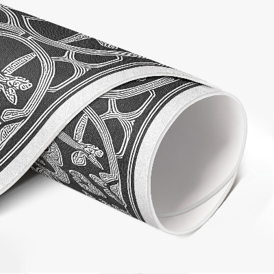 Tapis rond en vinyle Mandala arabesque géométrique oriental