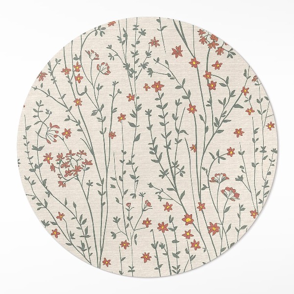Tapis rond en vinyle Petites fleurs sauvages bohème prairie délicate