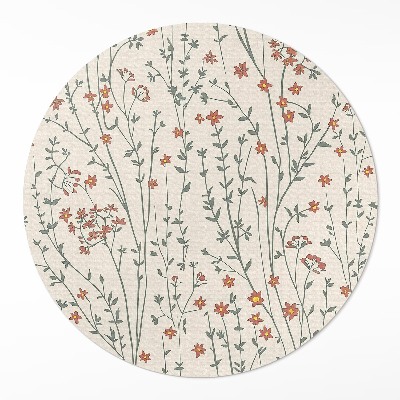 Tapis rond en vinyle Petites fleurs sauvages bohème prairie délicate