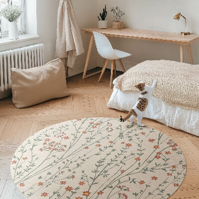 Tapis rond en vinyle Petites fleurs sauvages bohème prairie délicate