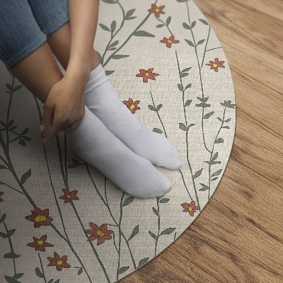 Tapis rond en vinyle Petites fleurs sauvages bohème prairie délicate