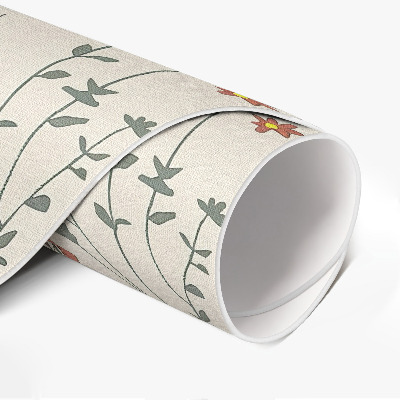 Tapis rond en vinyle Petites fleurs sauvages bohème prairie délicate