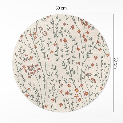 Tapis rond en vinyle Petites fleurs sauvages bohème prairie délicate