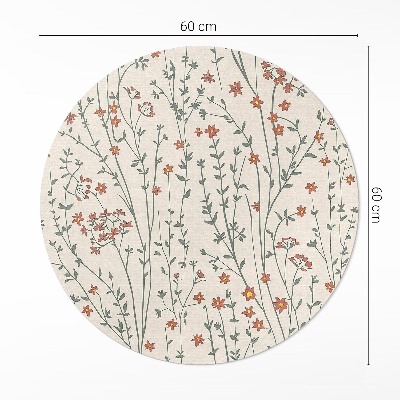 Tapis rond en vinyle Petites fleurs sauvages bohème prairie délicate