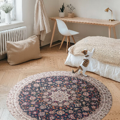 Tapis rond en vinyle Motif de mandala vintage orné dans un style ancien