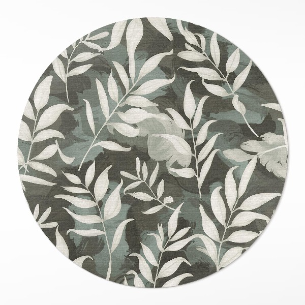 Tapis rond en vinyle Feuilles délicates et lumineuses, végétation vintage