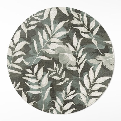 Tapis rond en vinyle Feuilles délicates et lumineuses, végétation vintage