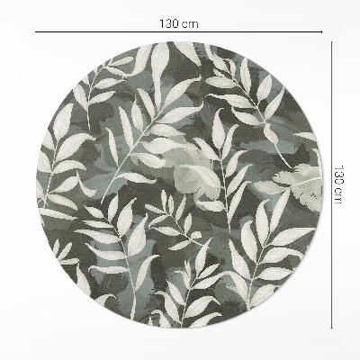 Tapis rond en vinyle Feuilles délicates et lumineuses, végétation vintage