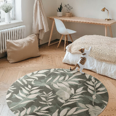 Tapis rond en vinyle Feuilles délicates et lumineuses, végétation vintage