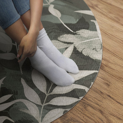 Tapis rond en vinyle Feuilles délicates et lumineuses, végétation vintage