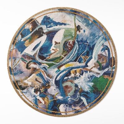 Tapis rond en vinyle Abstraction picturale, expression, traces de peinture