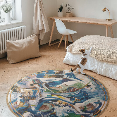 Tapis rond en vinyle Abstraction picturale, expression, traces de peinture