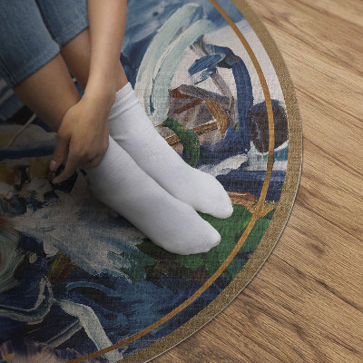 Tapis rond en vinyle Abstraction picturale, expression, traces de peinture