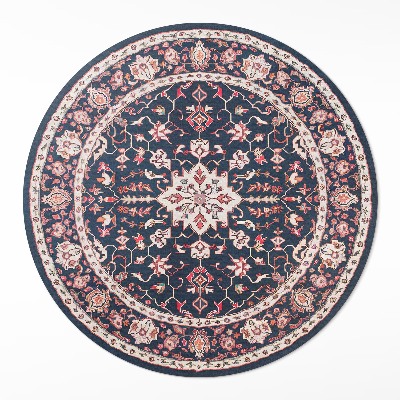 Tapis rond en vinyle Motif turc vintage décoratif foncé