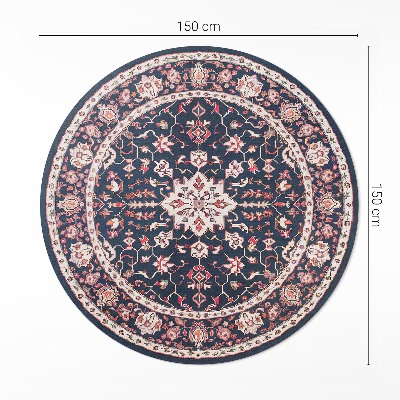 Tapis rond en vinyle Motif turc vintage décoratif foncé