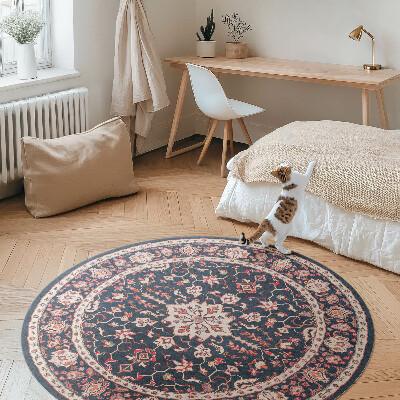 Tapis rond en vinyle Motif turc vintage décoratif foncé