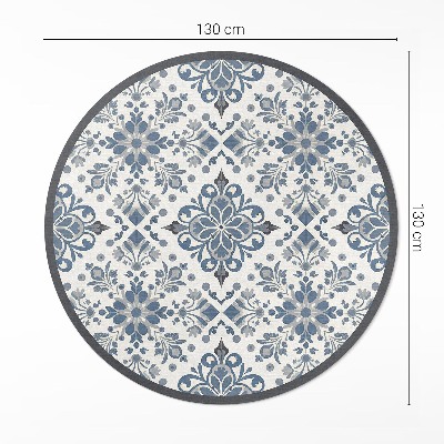 Tapis rond en vinyle Ornements décoratifs, motifs végétaux vintage