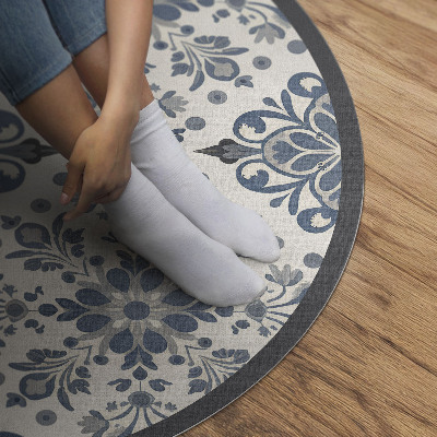 Tapis rond en vinyle Ornements décoratifs, motifs végétaux vintage