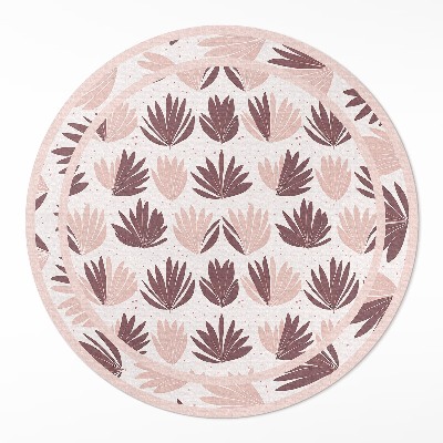Tapis rond en vinyle Motif ornemental bohème de plantes et de fleurs pastel