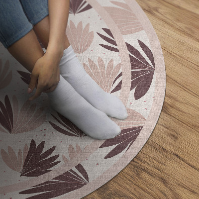 Tapis rond en vinyle Motif ornemental bohème de plantes et de fleurs pastel
