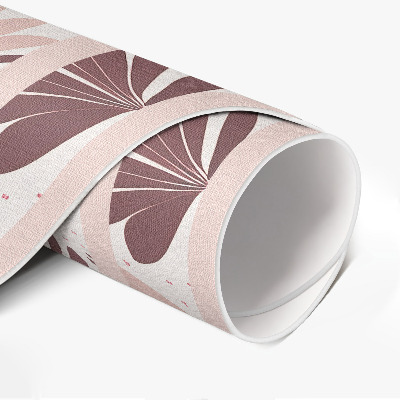 Tapis rond en vinyle Motif ornemental bohème de plantes et de fleurs pastel