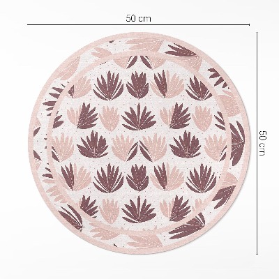 Tapis rond en vinyle Motif ornemental bohème de plantes et de fleurs pastel
