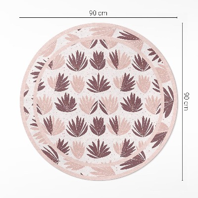 Tapis rond en vinyle Motif ornemental bohème de plantes et de fleurs pastel