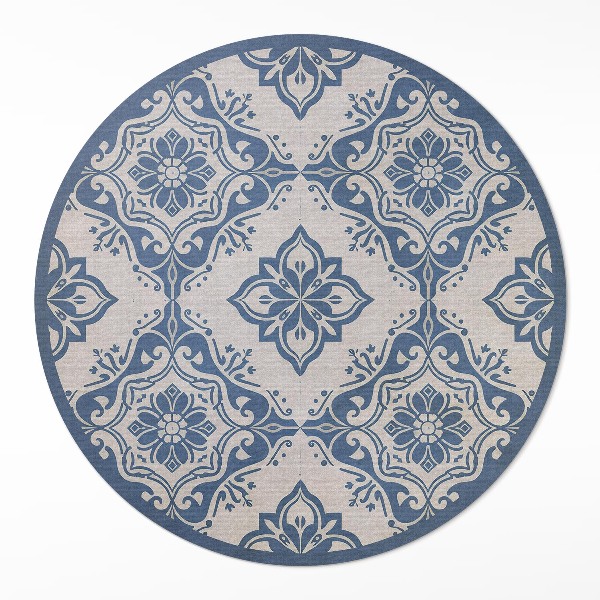 Tapis rond en vinyle Carreaux portugais au délicat motif vintage