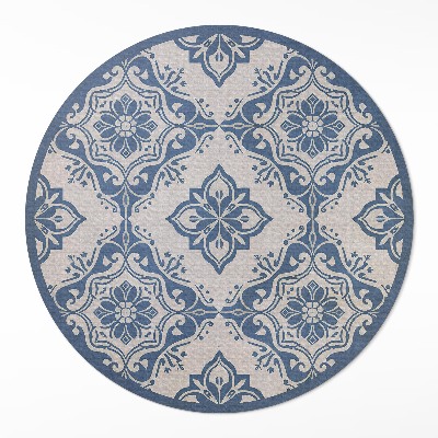 Tapis rond en vinyle Carreaux portugais au délicat motif vintage