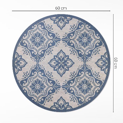 Tapis rond en vinyle Carreaux portugais au délicat motif vintage