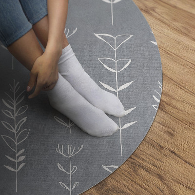 Tapis rond en vinyle Plantes bohèmes minimalistes et subtiles
