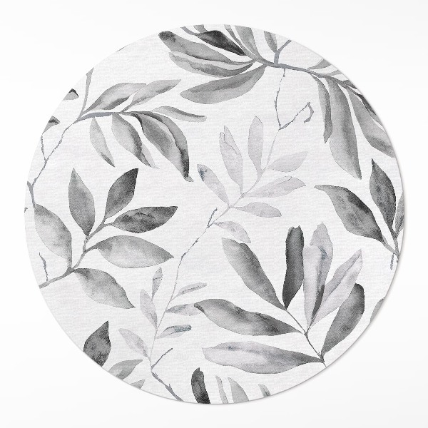 Tapis vinyle Aquarelle monochrome feuilles délicates