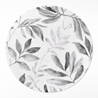 Tapis vinyle Aquarelle monochrome feuilles délicates