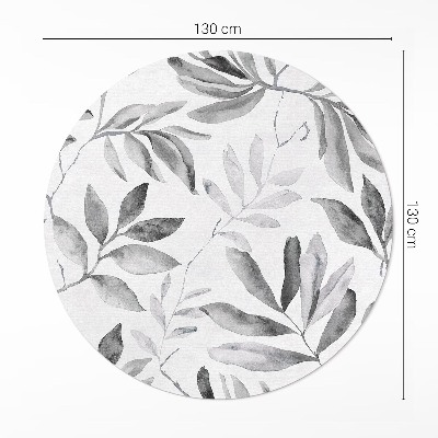 Tapis vinyle Aquarelle monochrome feuilles délicates