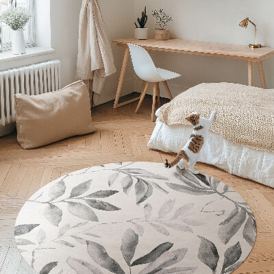 Tapis vinyle Aquarelle monochrome feuilles délicates