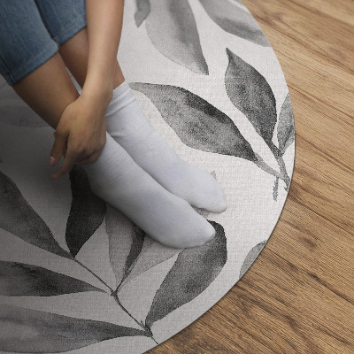 Tapis vinyle Aquarelle monochrome feuilles délicates