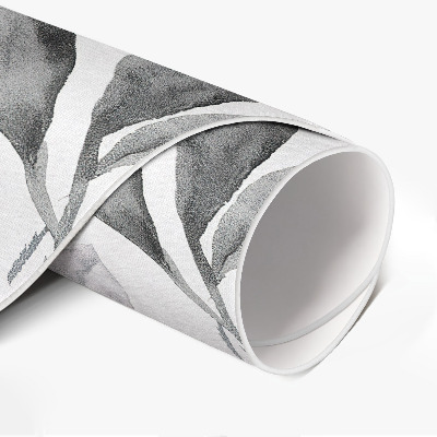 Tapis vinyle Aquarelle monochrome feuilles délicates