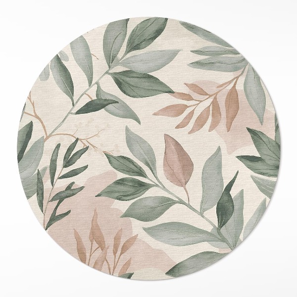 Tapis rond en vinyle Aquarelle de brindilles et de feuilles bohèmes délicates