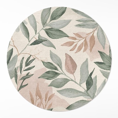 Tapis rond en vinyle Aquarelle de brindilles et de feuilles bohèmes délicates