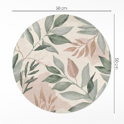 Tapis rond en vinyle Aquarelle de brindilles et de feuilles bohèmes délicates