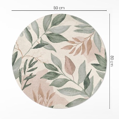 Tapis rond en vinyle Aquarelle de brindilles et de feuilles bohèmes délicates