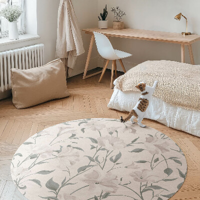 Tapis rond en vinyle Fleurs et plantes subtiles et magnifiques dans un style bohème