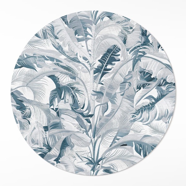 Tapis rond en vinyle Feuilles élégantes de plantes bleues glamour