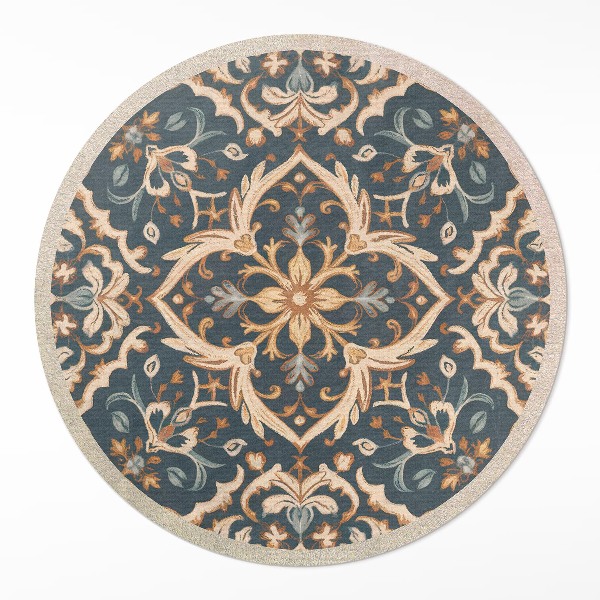 Tapis rond en vinyle Ornement végétal vintage