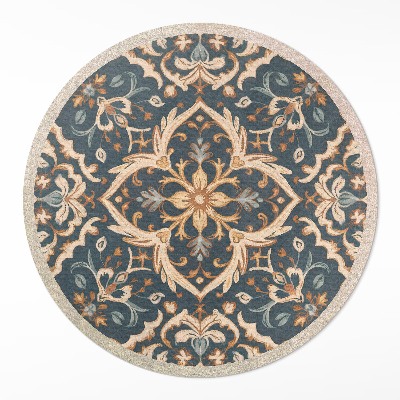 Tapis rond en vinyle Ornement végétal vintage