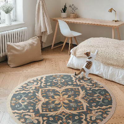 Tapis rond en vinyle Ornement végétal vintage