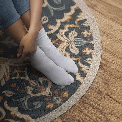 Tapis rond en vinyle Ornement végétal vintage