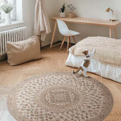 Tapis rond en vinyle Ornement vintage mandala à l'ancienne