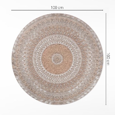 Tapis rond en vinyle Mandala tressé, tapisserie décorative bohème