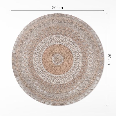 Tapis rond en vinyle Mandala tressé, tapisserie décorative bohème